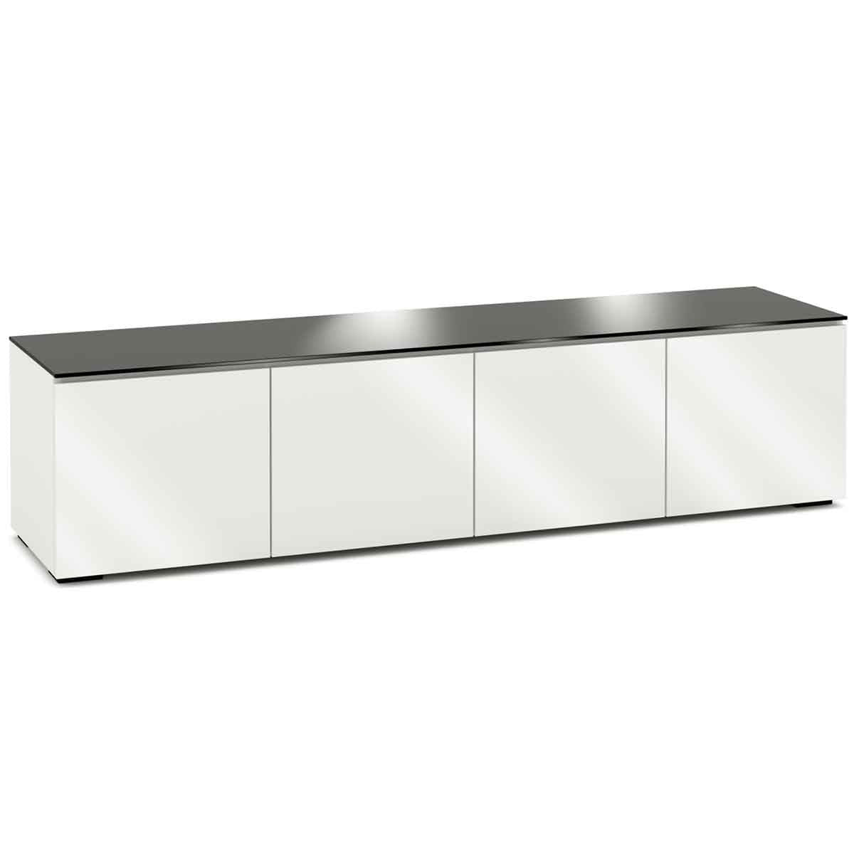 Salamander Designs Miami 247 Quad-Width AV Cabinet- Gloss White / Black Glass