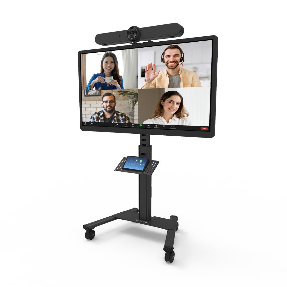 Kanto MPC77 Rolling TV Stand with Keyboard Tray for 37" - 77" TVs - Compatible with Logitech® Tap and Rally Bar Conferencing Device