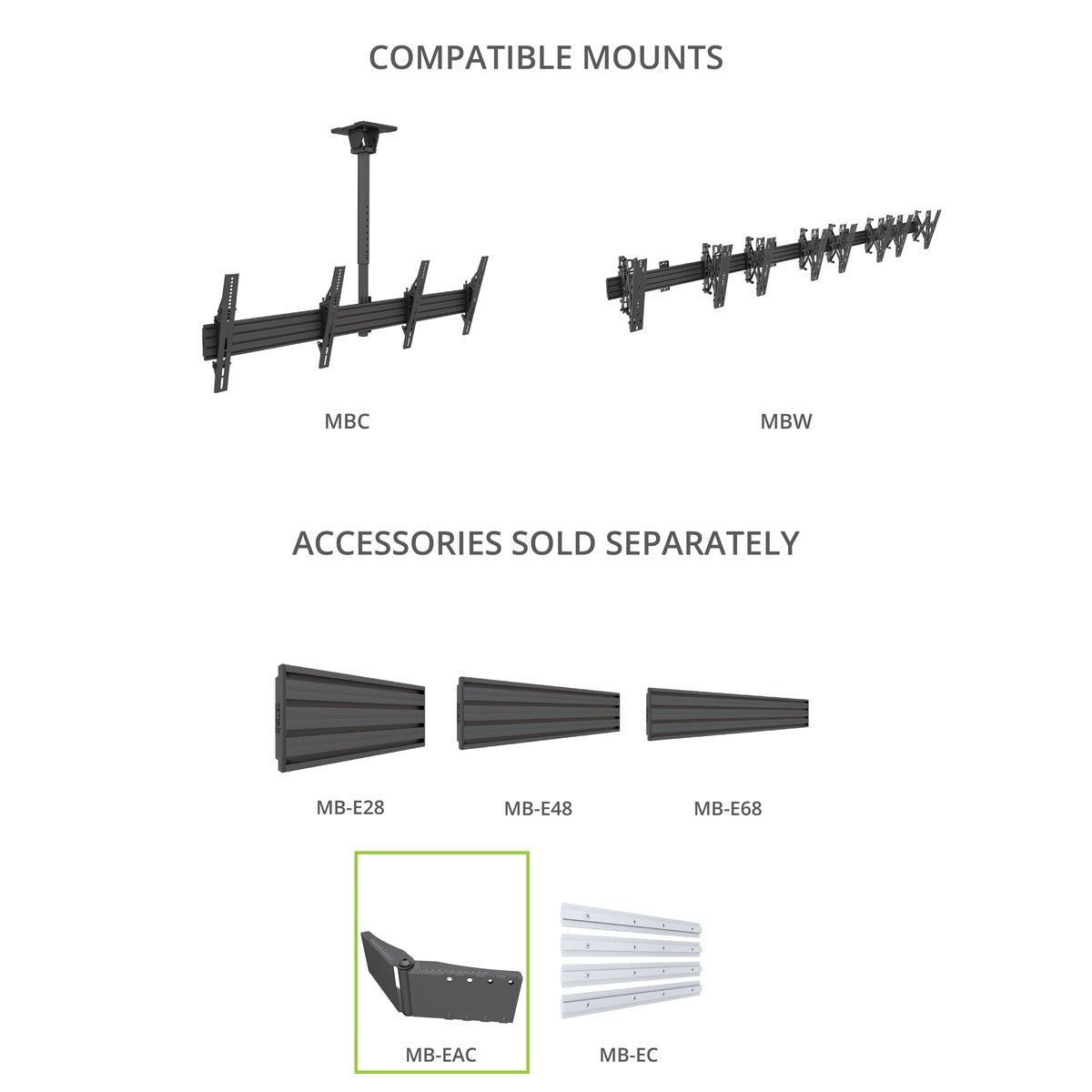 Kanto MB-EAC Menu Board Extrusion Angled Connector for MBC and MBW Menu Boards