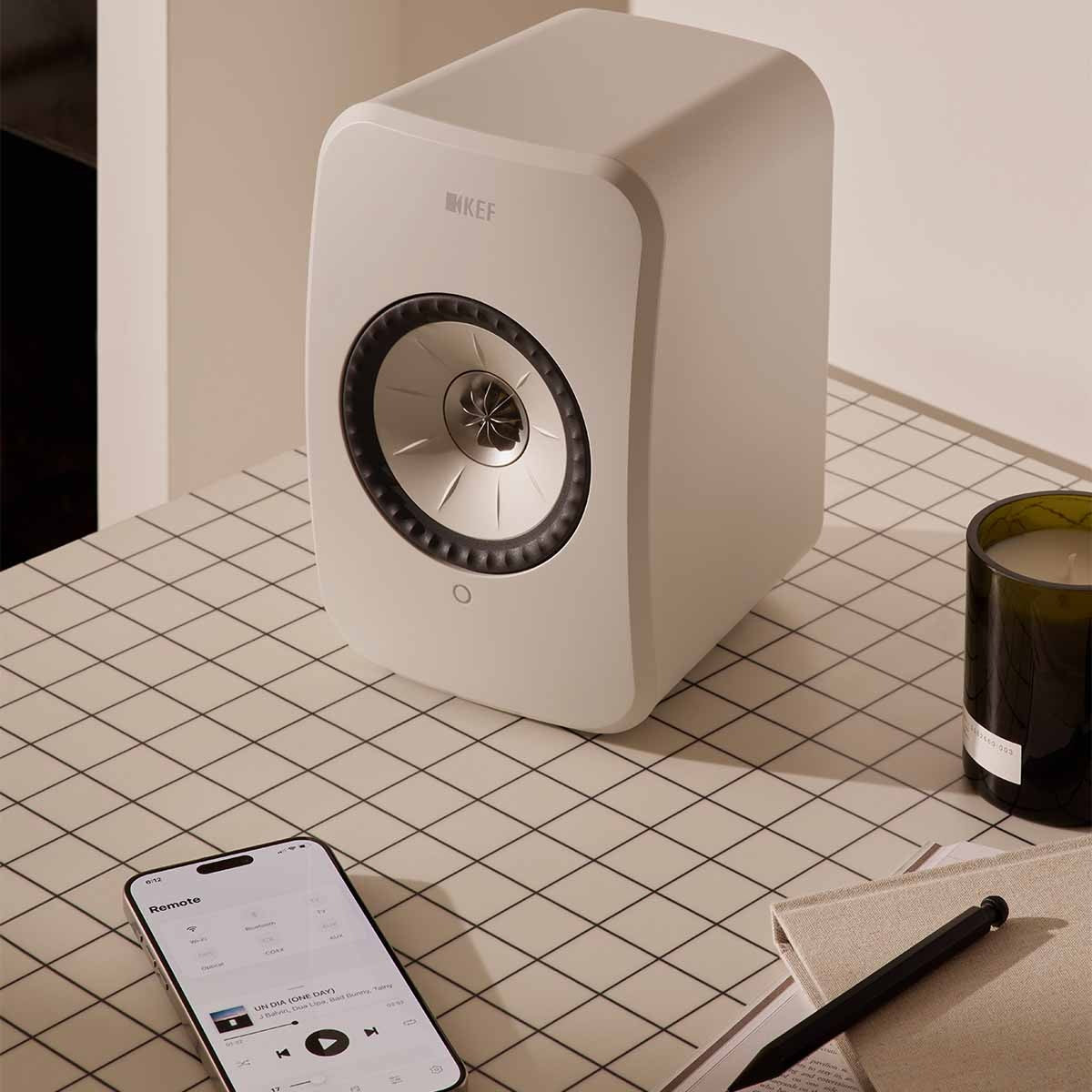 KEF OPEN BOX LSX II LT Wireless HiFi Powered Bookshelf Speakers - Stone White - A Grade