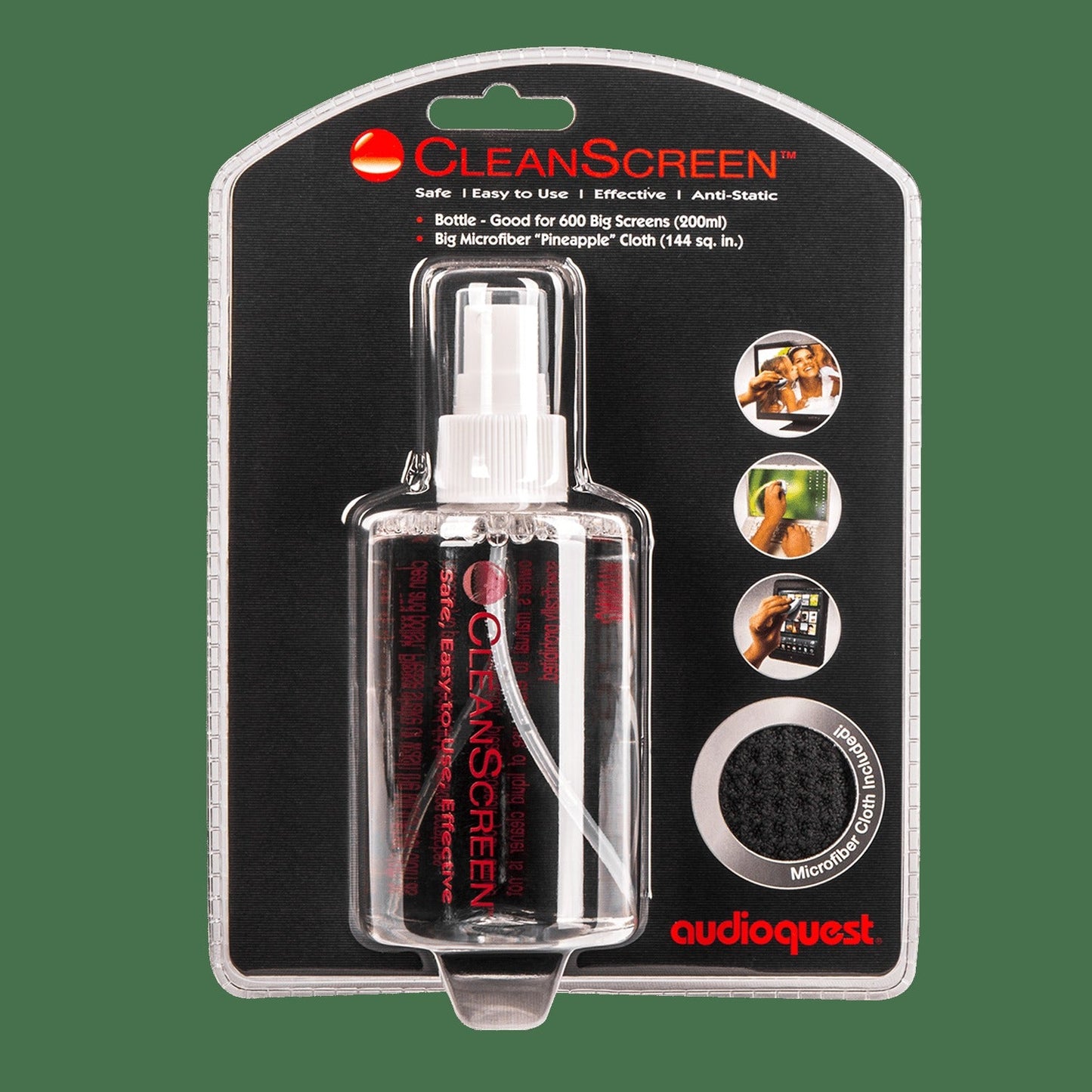 AudioQuest CleanScreen Pack with 6 oz. (200 ml.) Bottle + Microfiber Cleaning Cloth