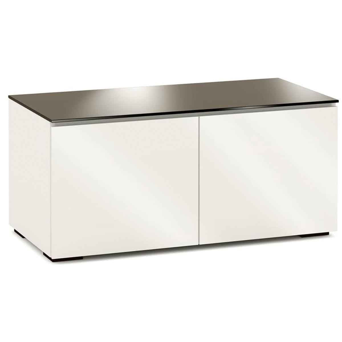 Salamander Designs Miami 221 Twin-Width AV Cabinet - Gloss White / Black Glass