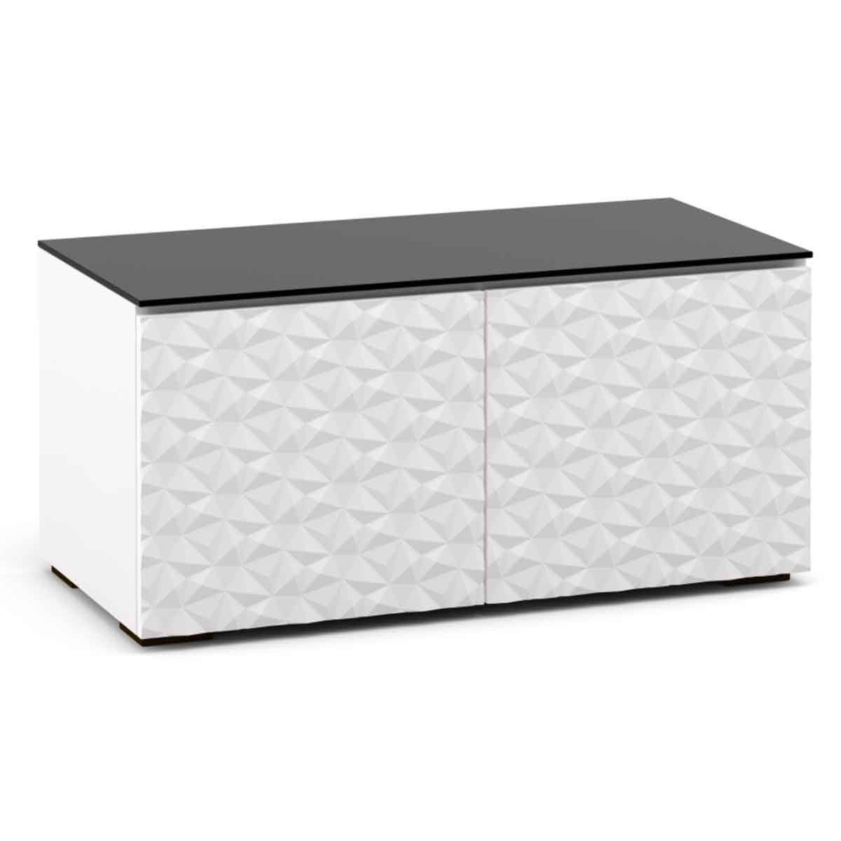 Salamander Designs Milan 221 Twin-Width AV Cabinet - White / Black Glass