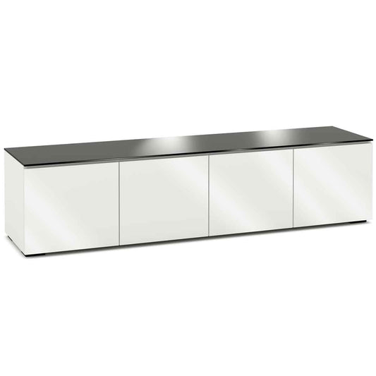Salamander Designs Miami 247 Quad-Width AV Cabinet- Gloss White / Black Glass