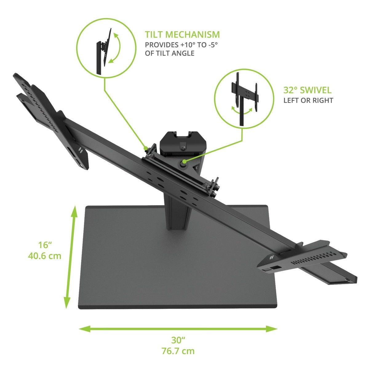 Kanto TTS140 Height Adjustable and Swivelling Tabletop TV Stand for 40" - 90" TVs