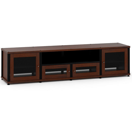 Salamander Designs Quad-Width Audio Video Cabinet, Walnut with Black Posts
