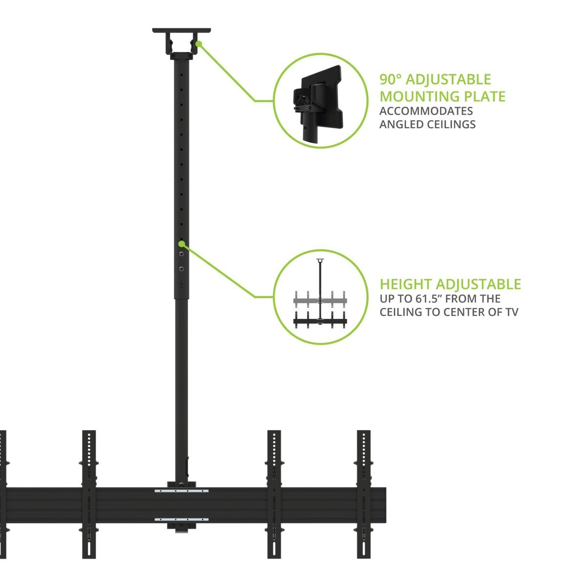Kanto CM600B4B Back-to-Back Quad Screen TV Ceiling Mount for Four 40” to 45” TVs