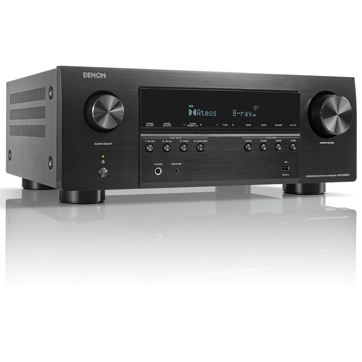 Denon AVR-S980H 7.2 Ch. 90W 4K/8K Dolby Atmos AV Receiver Powered by HEOS