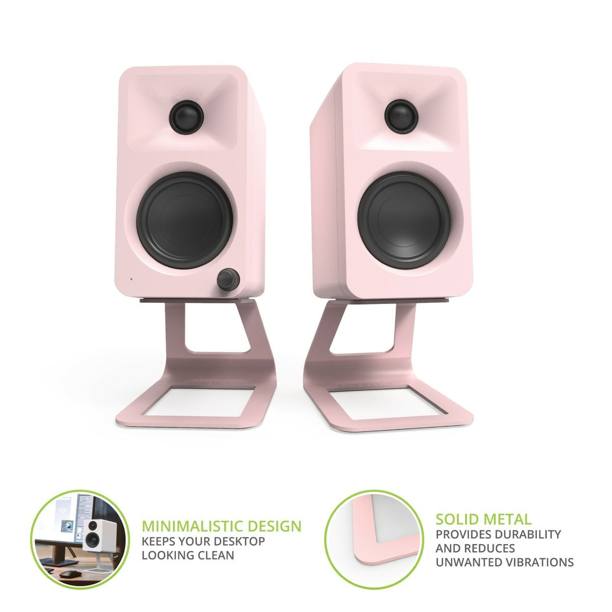 Kanto SE2P Elevated Desktop Speaker Stands for Small Speakers - Pink (Pair)