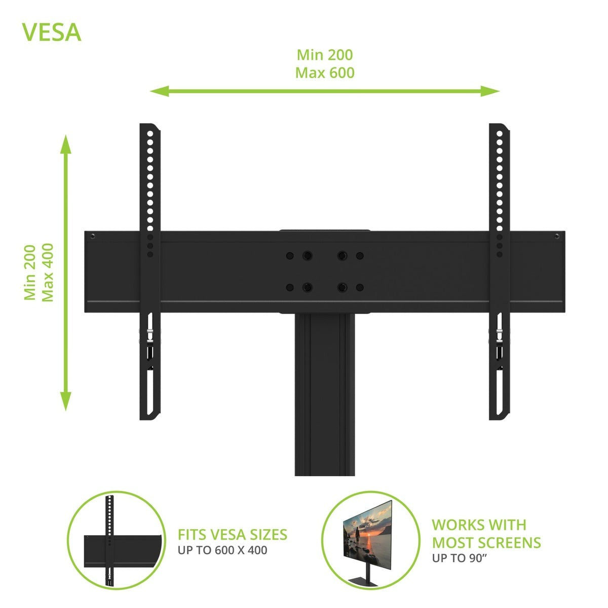 Kanto TTS140 Height Adjustable and Swivelling Tabletop TV Stand for 40" - 90" TVs