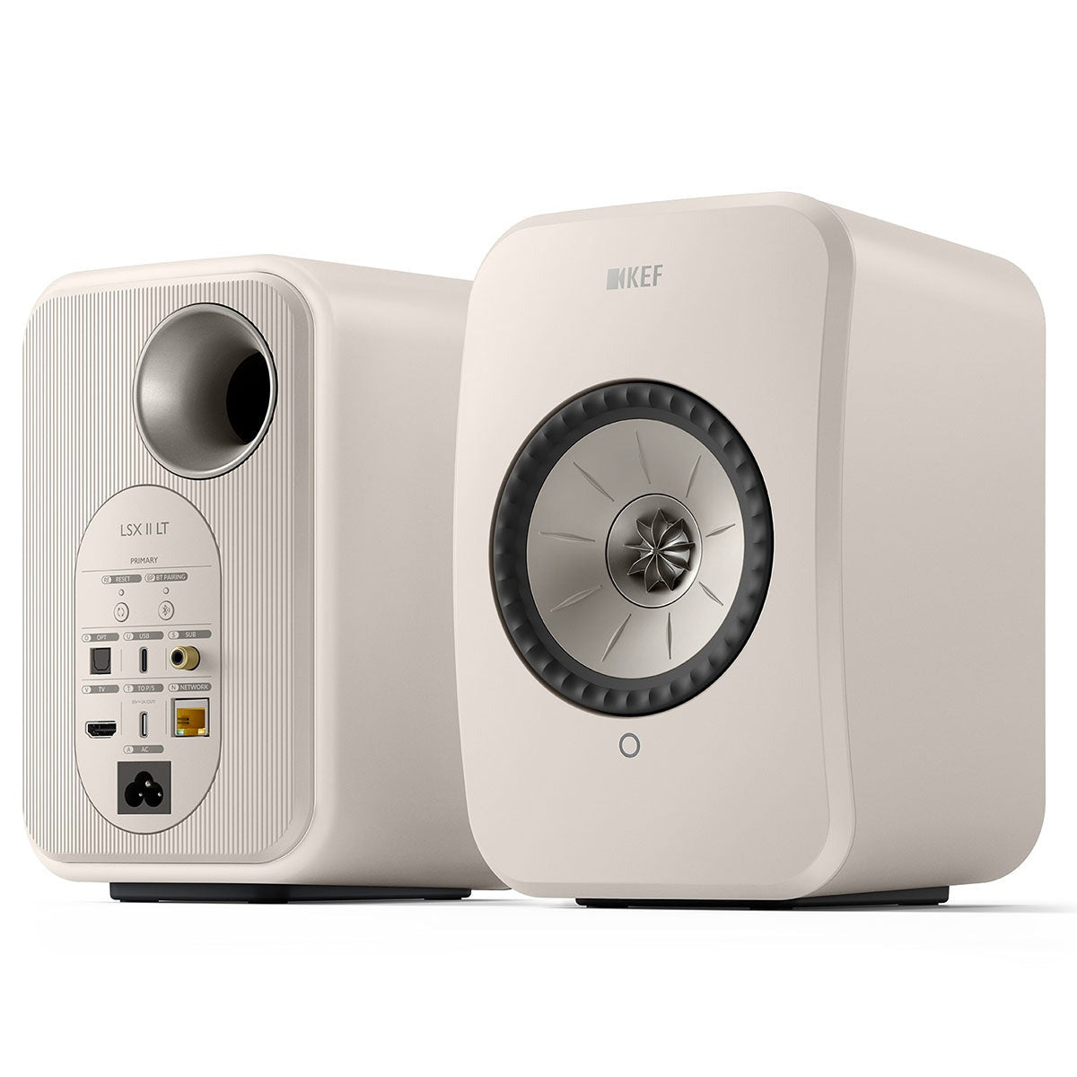 KEF OPEN BOX LSX II LT Wireless HiFi Powered Bookshelf Speakers - Stone White - A Grade