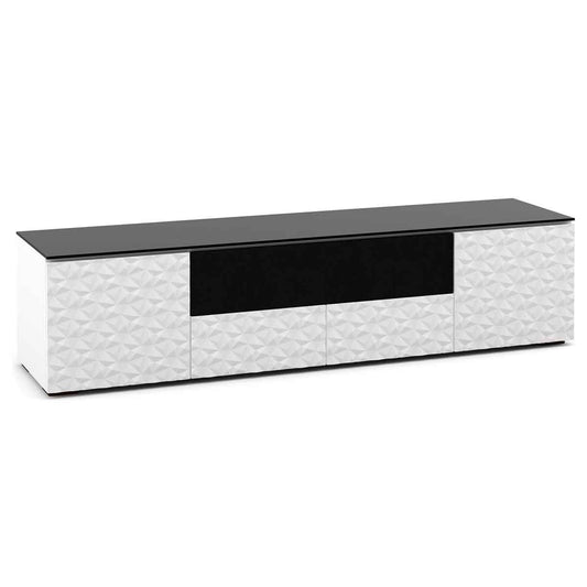 Salamander Designs Milan 245 Quad-Width AV Cabinet w/ Center Speaker Opening - White / Black Glass
