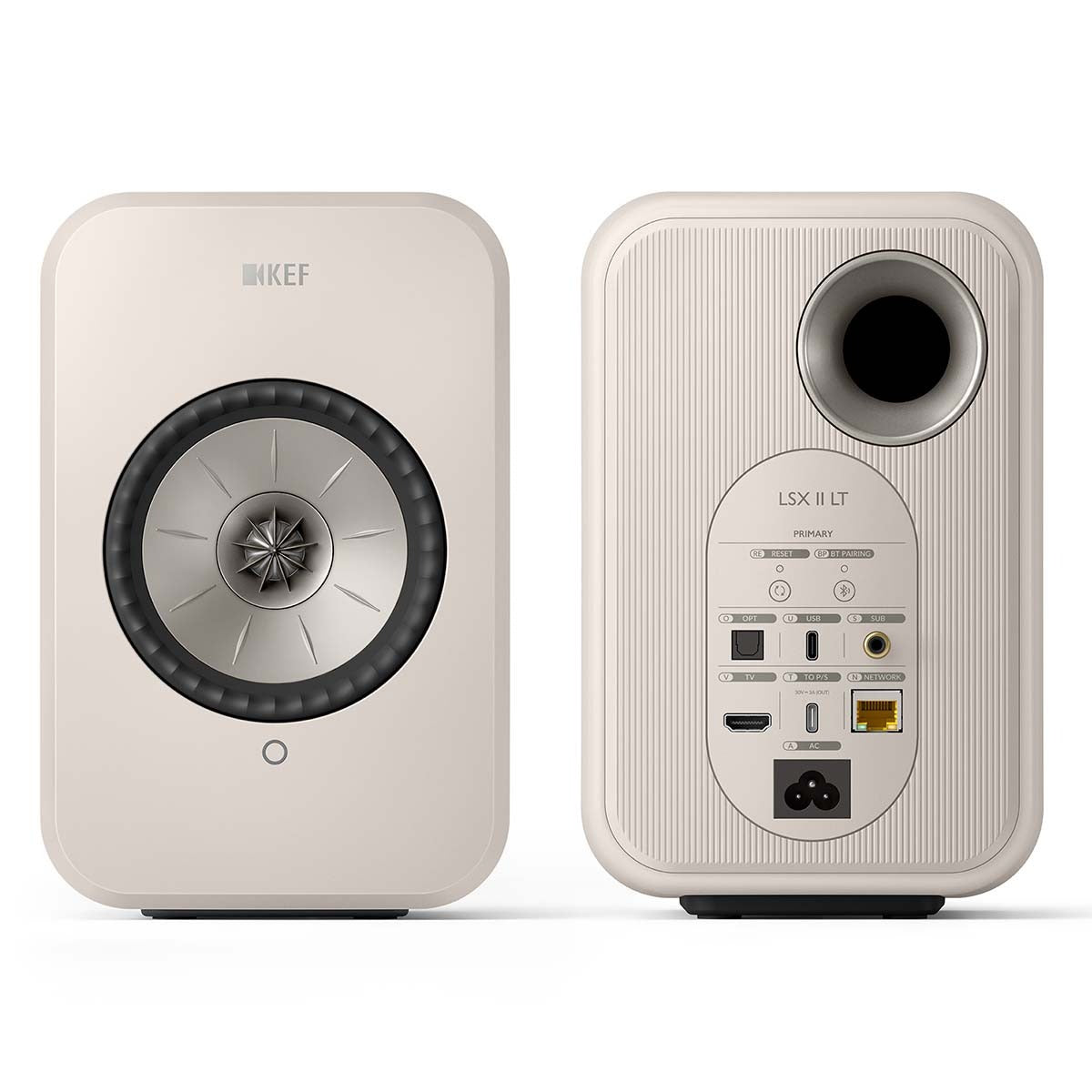 KEF OPEN BOX LSX II LT Wireless HiFi Powered Bookshelf Speakers - Stone White - A Grade