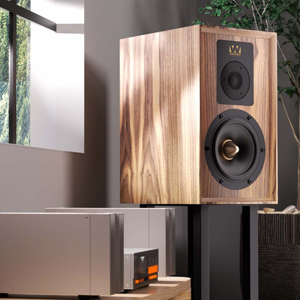 Wharfedale Aston Limited Edition Bookshelf Loudspeaker - Walnut PAIR with Stands