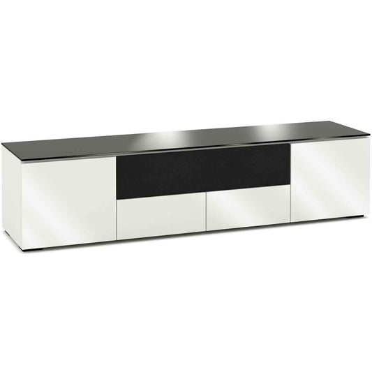 Salamander Designs Miami 245 Quad-Width AV Cabinet w/ Center Speaker Opening - Gloss White / Black Glass