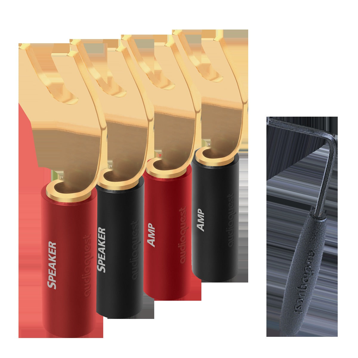 AudioQuest SureGrip® 100 Multi-Spade Speaker Connectors - Fits up to 9 AWG Speaker Cables