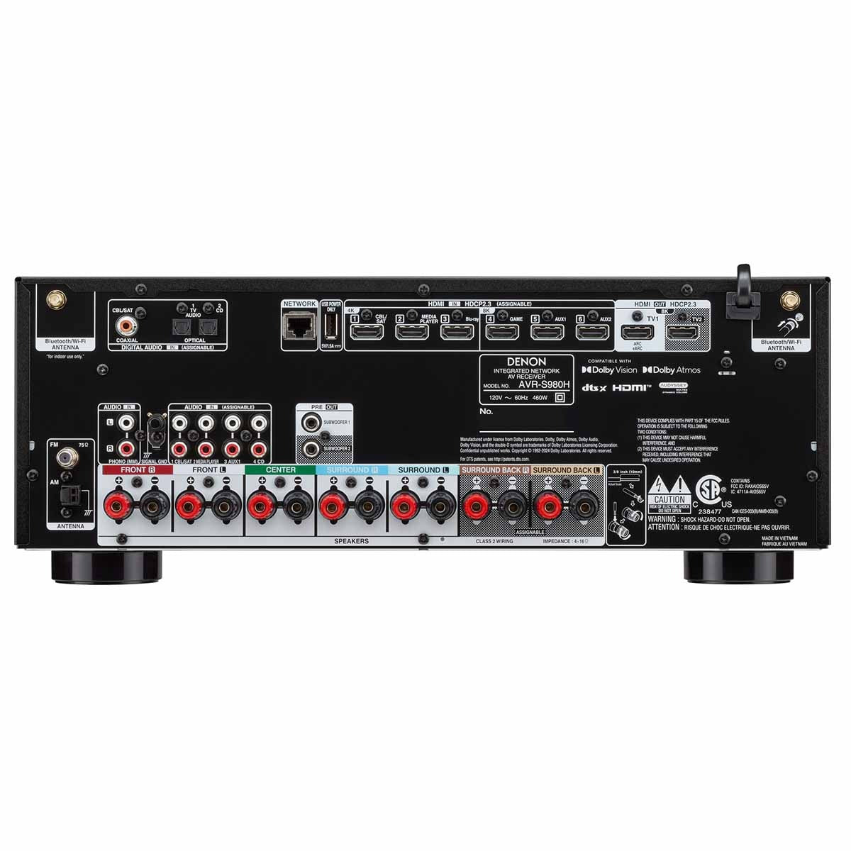 Denon AVR-S980H 7.2 Ch. 90W 4K/8K Dolby Atmos AV Receiver Powered by HEOS