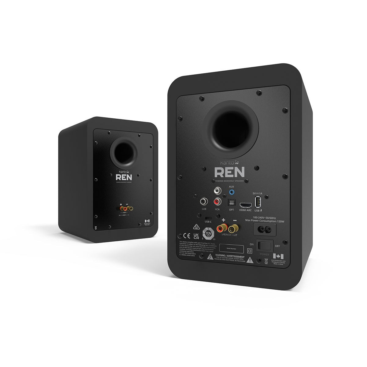 Kanto OPEN BOX REN 200W Powered Bookshelf Speakers - Matte Black - Pair - A Grade