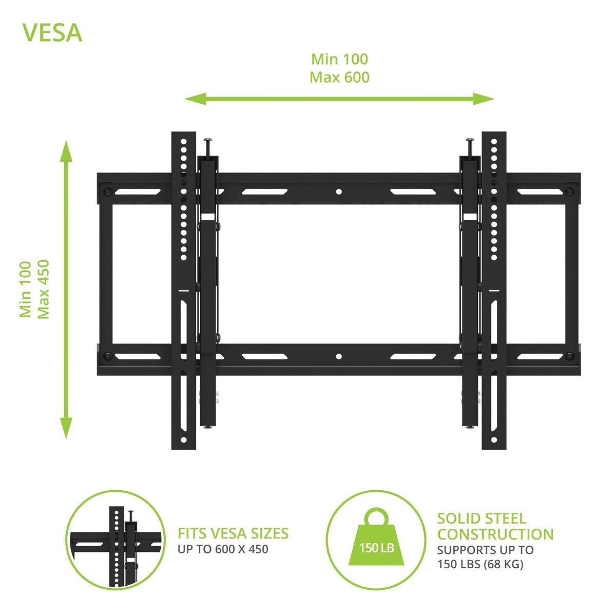 Kanto TE300 Extendable Tilting TV Wall Mount for 43” to 90” TVs
