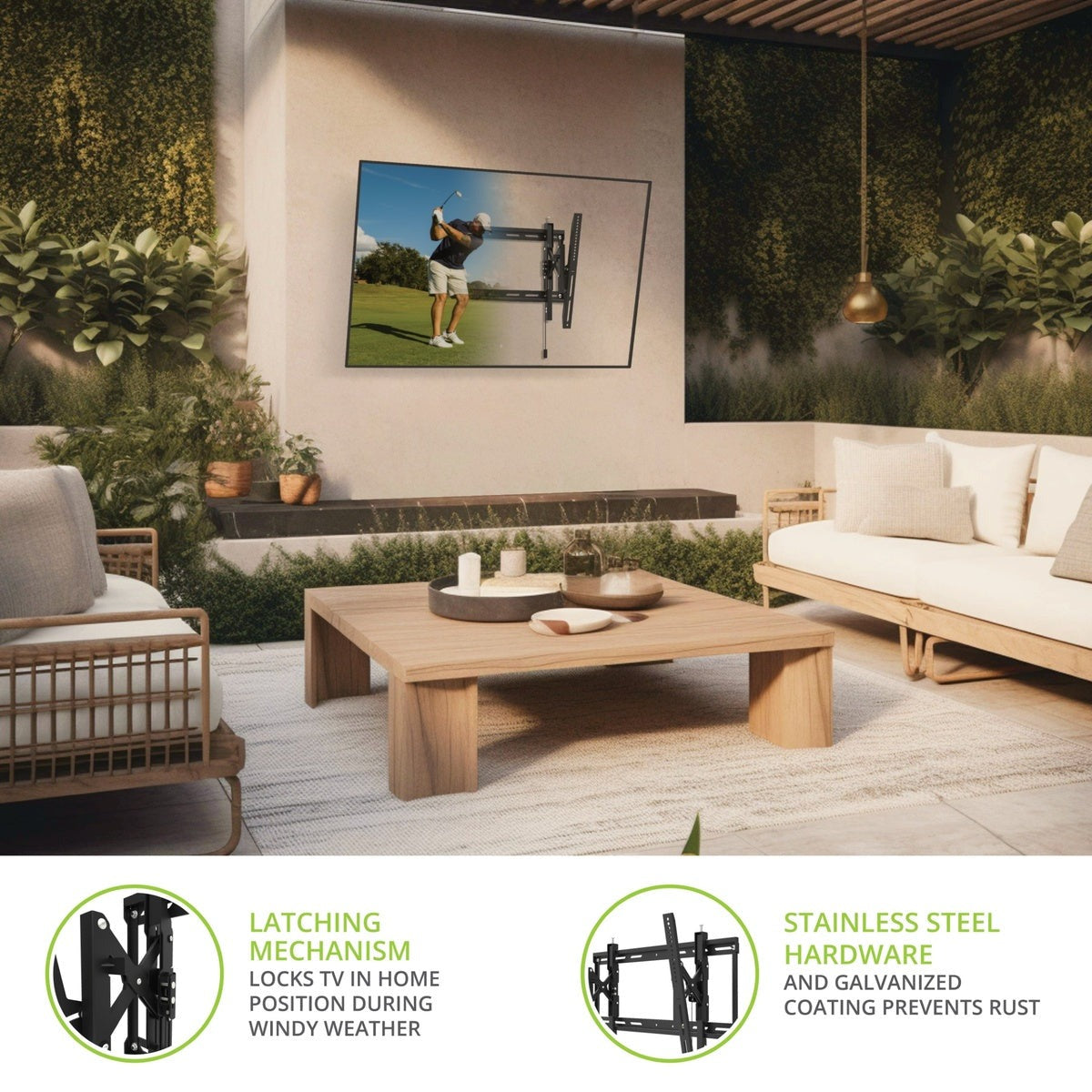 Kanto TE300SG Extendable Tilting Outdoor Weatherproof Locking TV Wall Mount for 45” to 100” TVs