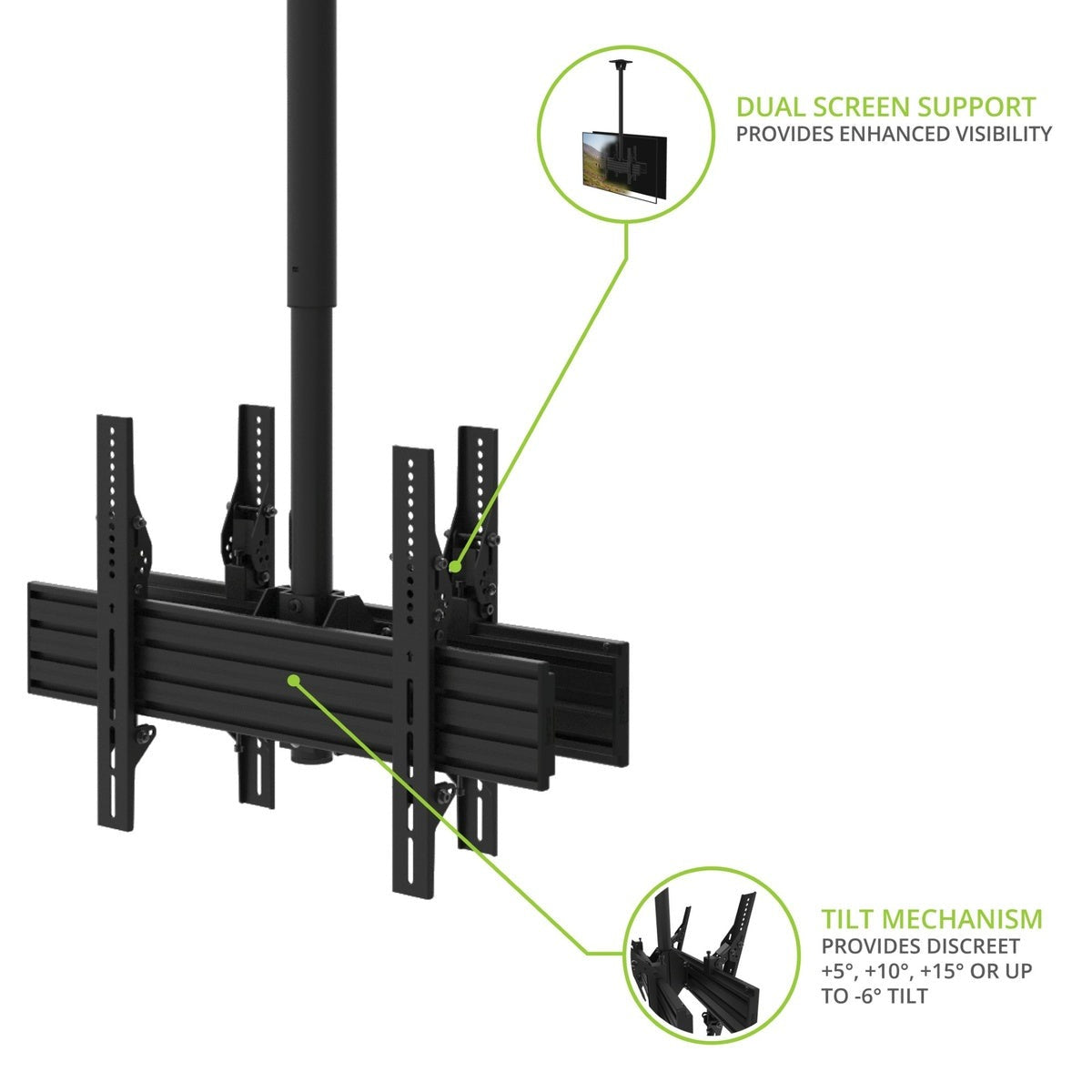 Kanto CM600BTB Back-to-Back Dual Screen TV Ceiling Mount for 40” to 80” TVs