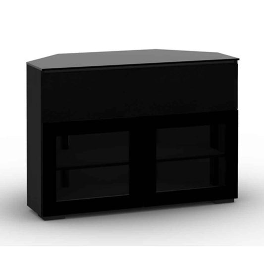 Salamander Designs Oslo 329 Twin-Width AV Cabinet w/ Center Speaker Opening Corner- Black Glass
