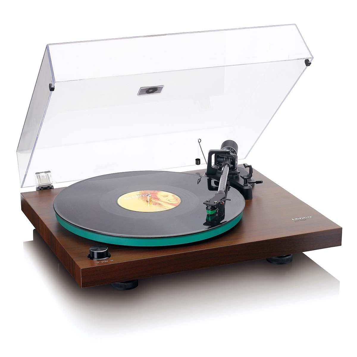 Lenco OPEN BOX LBT-225 Bluetooth Turntable w/Glass Platter and AT-VM95E Cartridge - Walnut - A Grade