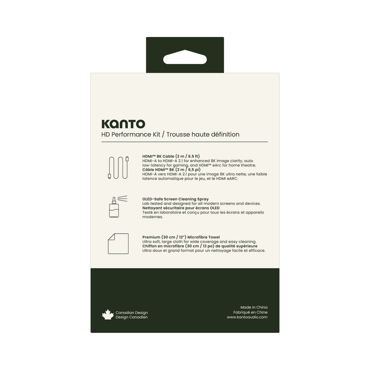 Kanto HT6-KIT Screen Cleaning Kit with Screen Safe Cleaning Spray, Microfiber Cloth and HDMI 2.1 Cable