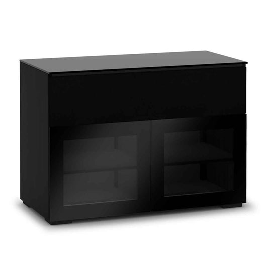 Salamander Designs Oslo 329 Twin-Width AV Cabinet w/ Center Speaker Opening- Black Glass
