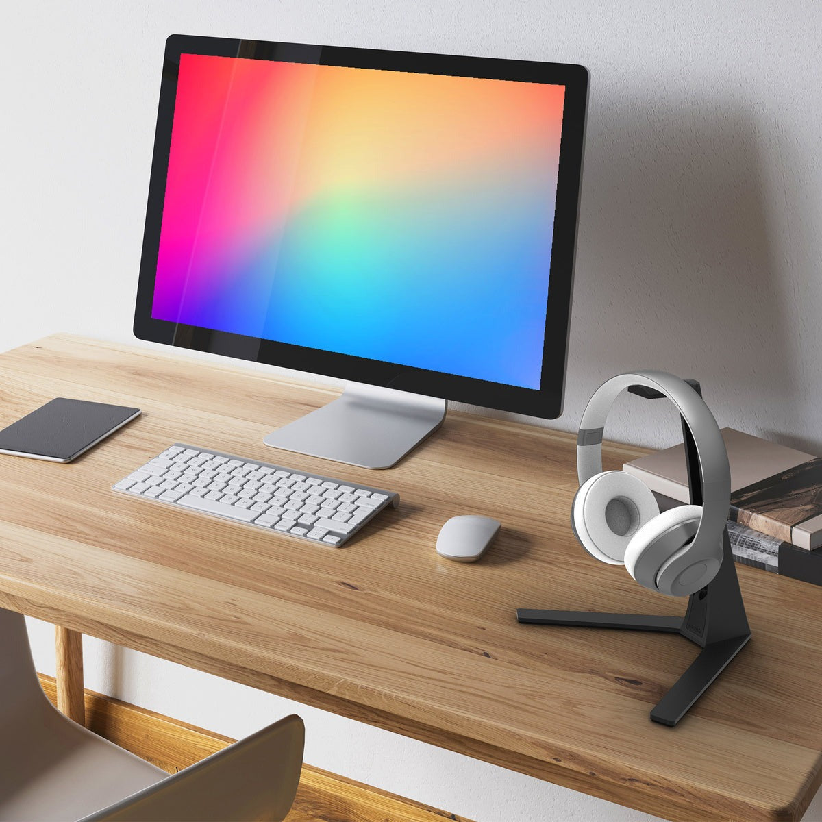 Kanto H3 Universal Desktop Headset Stand with Silicone Padding and Adapter Holder