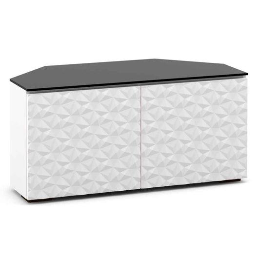 Salamander Designs Milan 221 Twin-Width AV Cabinet Corner - White / Black Glass