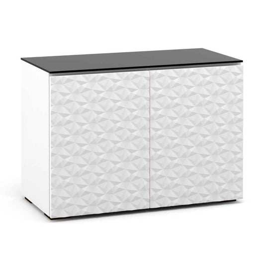 Salamander Designs Milan 323 Twin-Width AV Cabinet - White / Black Glass