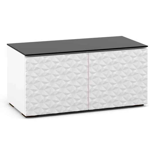 Salamander Designs Milan 221 Twin-Width AV Cabinet - White / Black Glass