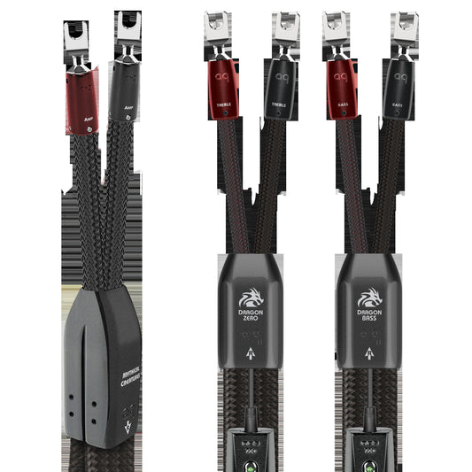 AudioQuest Dragon BiWire COMBO Speaker Cable w/ ZERO for Treble + BASS for Bass