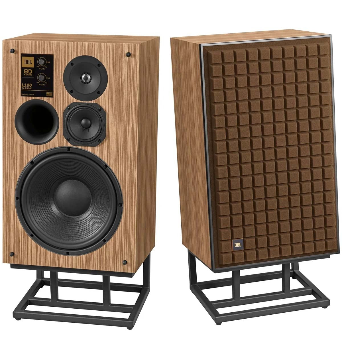 JBL L100 80th Anniversary Edition Speakers - Brown - Pair w/ Stands