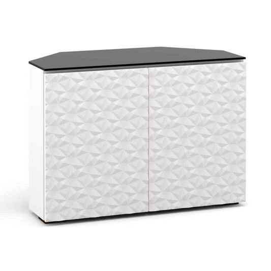 Salamander Designs Milan 323 Twin-Width AV Cabinet Corner - White / Black Glass