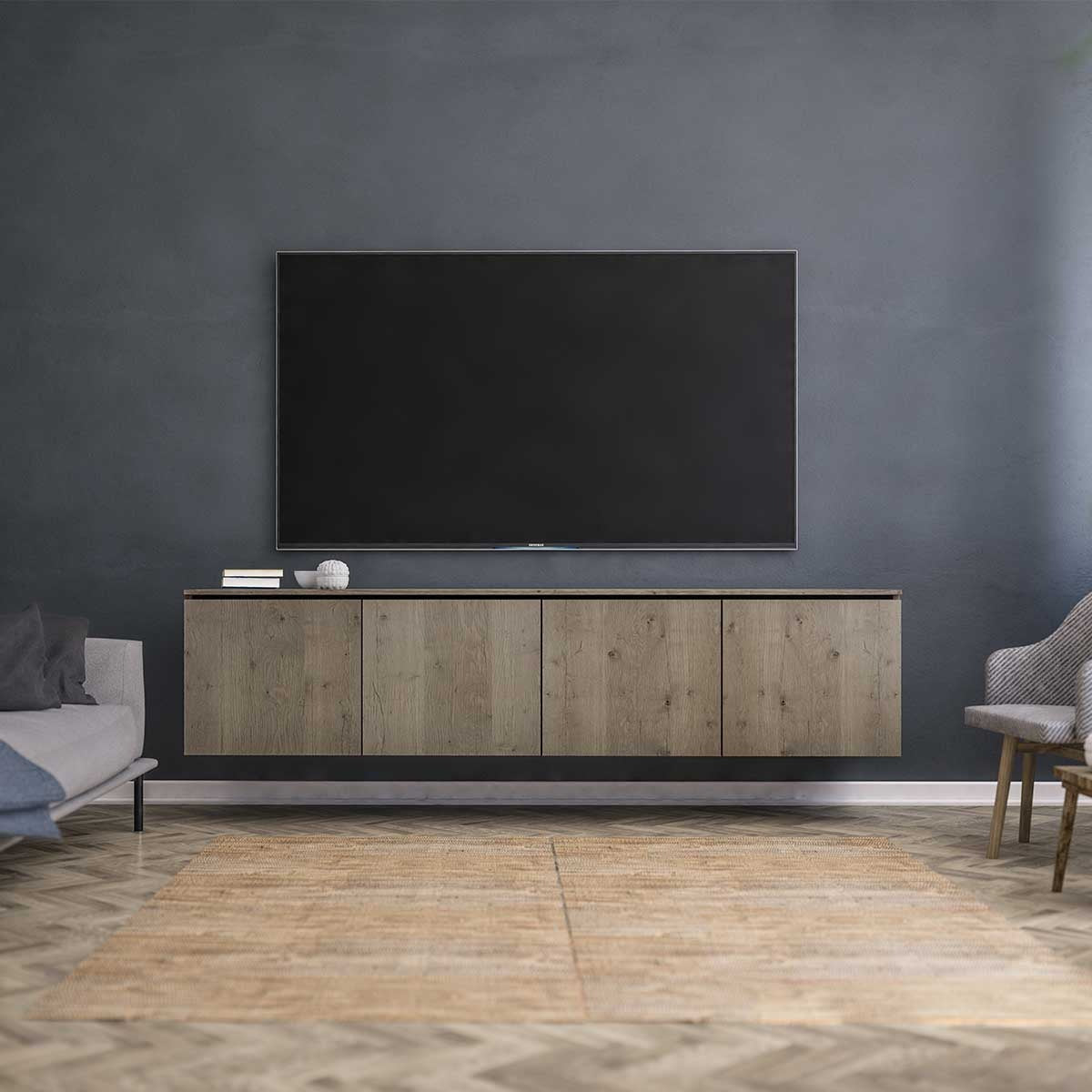 Salamander Designs Lancaster 247 Quad-Width AV Cabinet - Barnboard Oak
