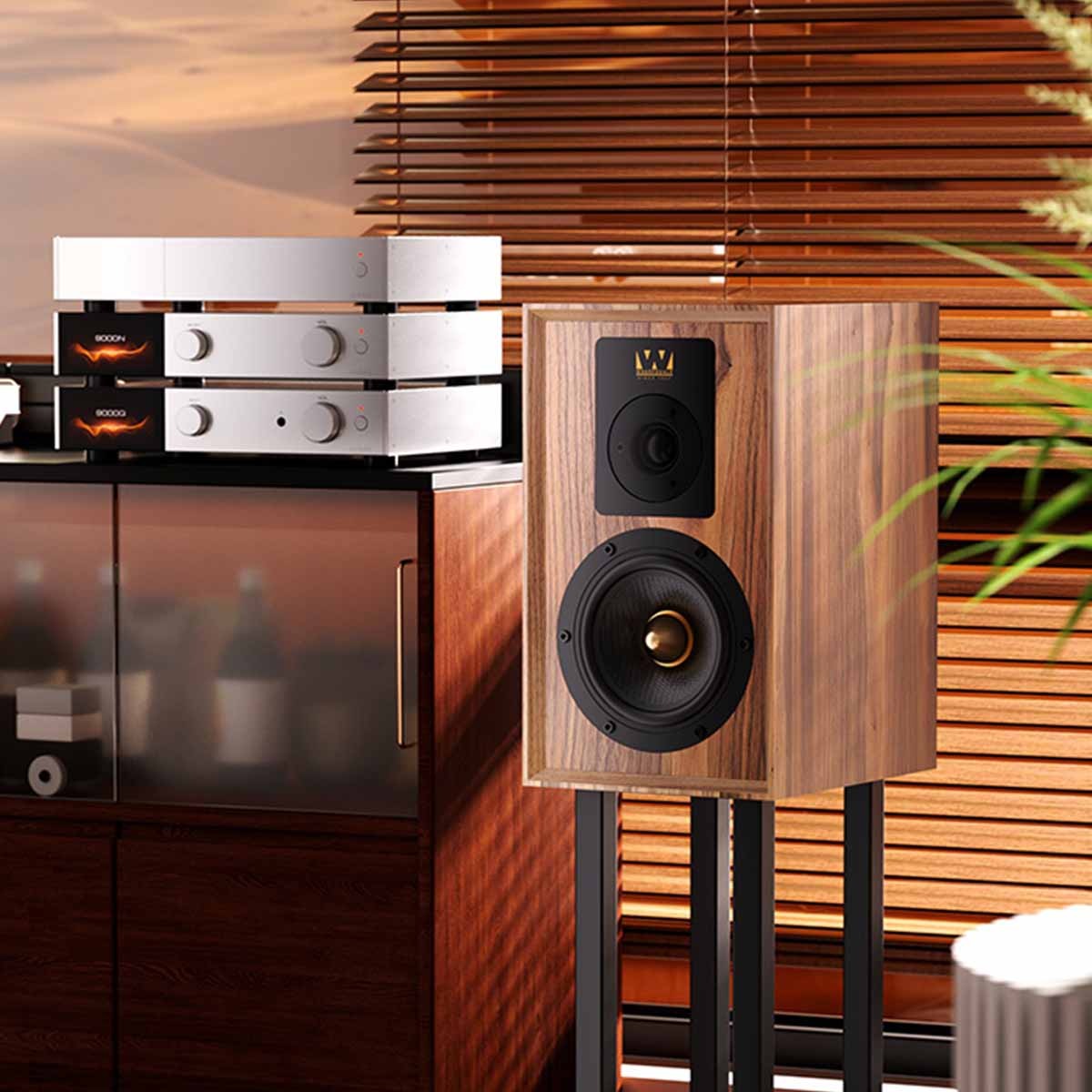 Wharfedale Aston Limited Edition Bookshelf Loudspeaker - Walnut PAIR with Stands