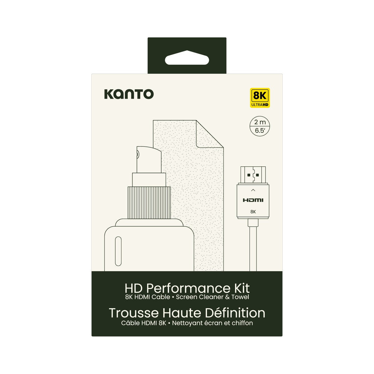 Kanto HT6-KIT Screen Cleaning Kit with Screen Safe Cleaning Spray, Microfiber Cloth and HDMI 2.1 Cable