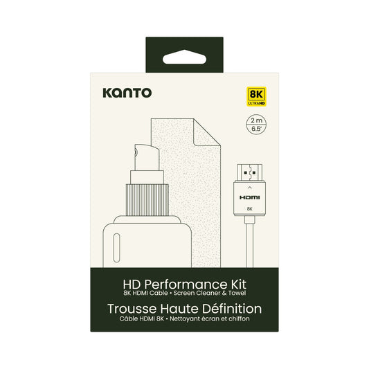Kanto HT6-KIT Screen Cleaning Kit with Screen Safe Cleaning Spray, Microfiber Cloth and HDMI 2.1 Cable