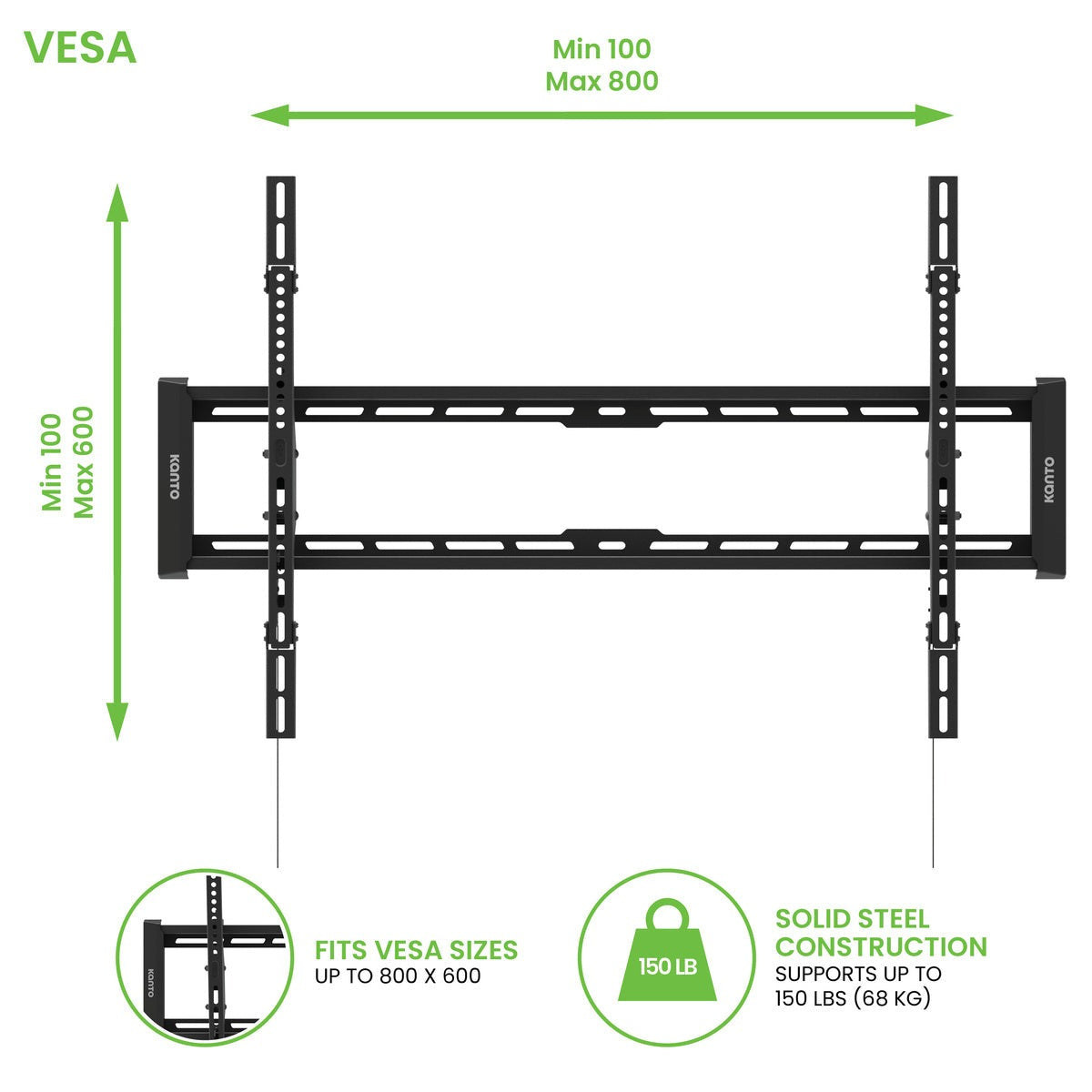 Kanto T300 Low Profile Tilting TV Mount for 40” - 100” TVs