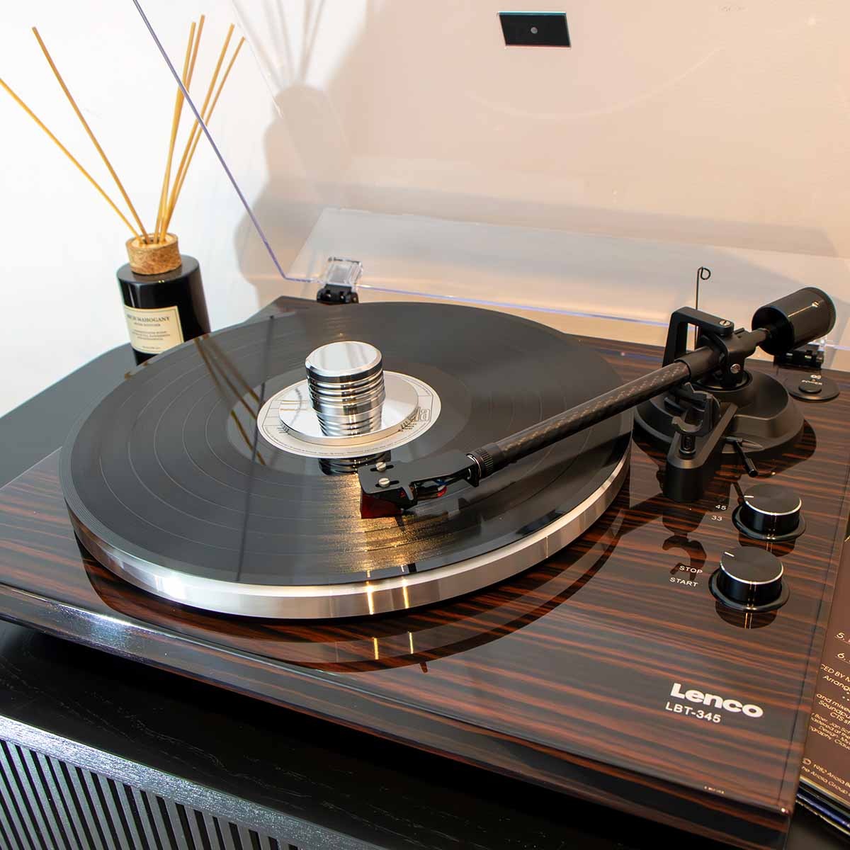 Lenco OPEN BOX LBT-345 Bluetooth Turntable w/Ortofon 2M Red - Walnut - A Grade