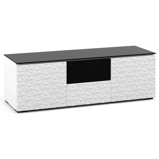 Salamander Designs Milan 236 Triple-Width AV Cabinet w/ Center Speaker Opening - White / Black Glass