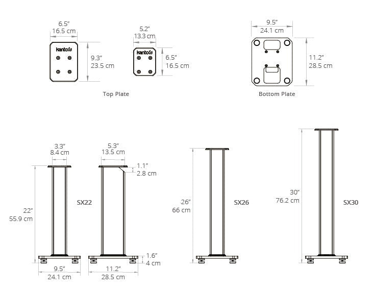Kanto SX30 30" Fillable Speaker Stands with Isolation Feet and Fillable Channel - Black (Pair)